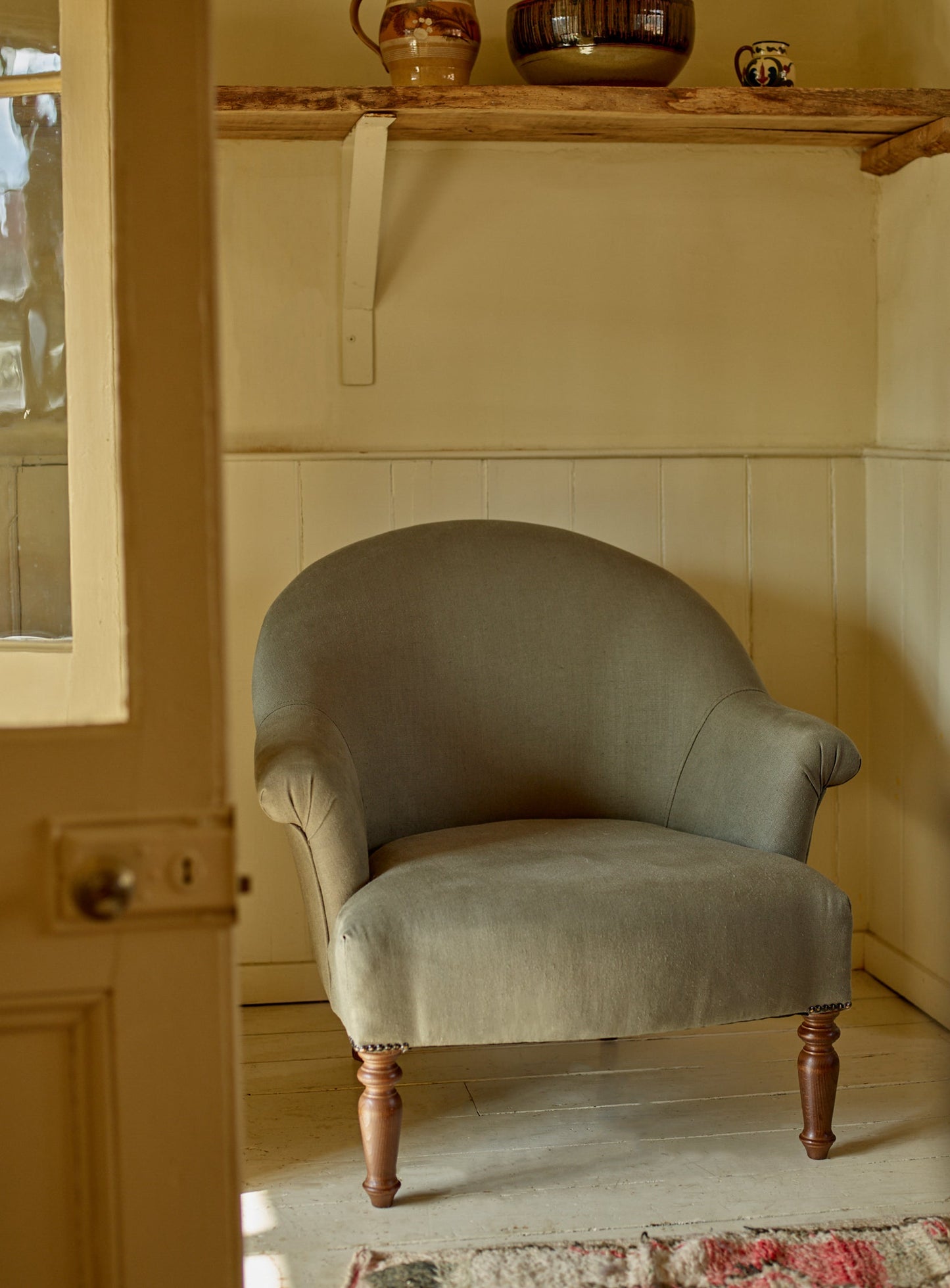 Fauteuil Clandon, rayures taupe Heritage