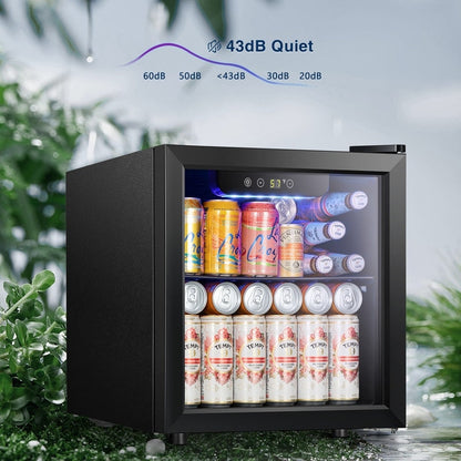 Réfrigérateur à boissons de 1,3 pi³ - Mini réfrigérateur à porte vitrée, capacité de 48 canettes ou 12 bouteilles, contrôle électronique tactile