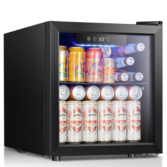 Réfrigérateur à boissons de 1,3 pi³ - Mini réfrigérateur à porte vitrée, capacité de 48 canettes ou 12 bouteilles, contrôle électronique tactile