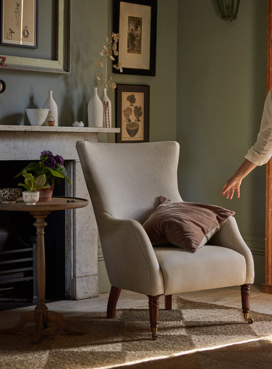 Fauteuil à oreilles Bromley, lin naturel