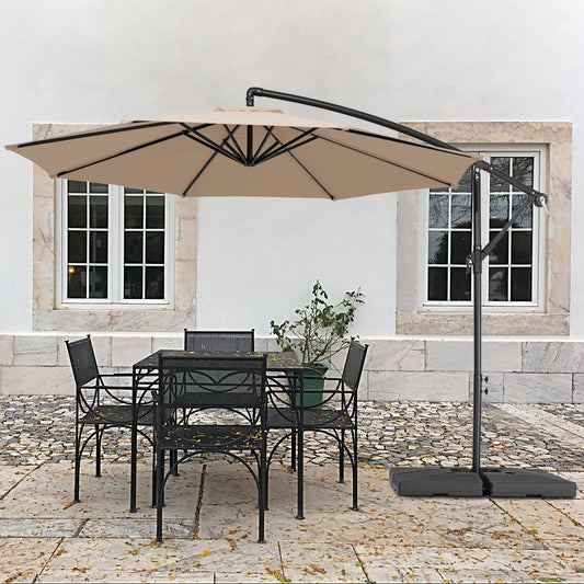 Parasol cantilever en acier de 3 m avec levier de manivelle et base lestée