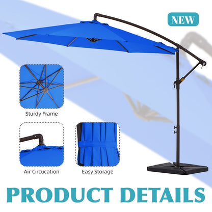 Parasol cantilever en acier de 3 m avec levier de manivelle et base lestée