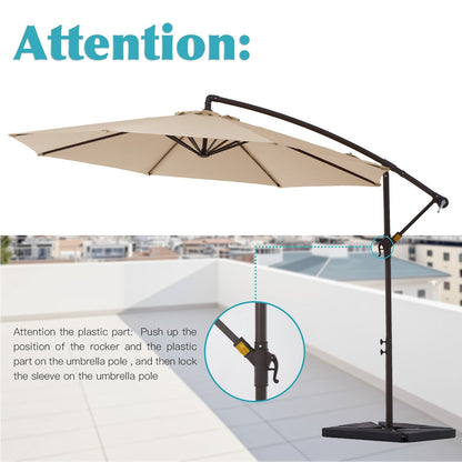 Parasol cantilever en acier de 3 m avec levier de manivelle et base lestée