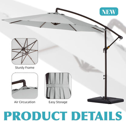 Parasol cantilever en acier de 3 m avec levier de manivelle et base lestée