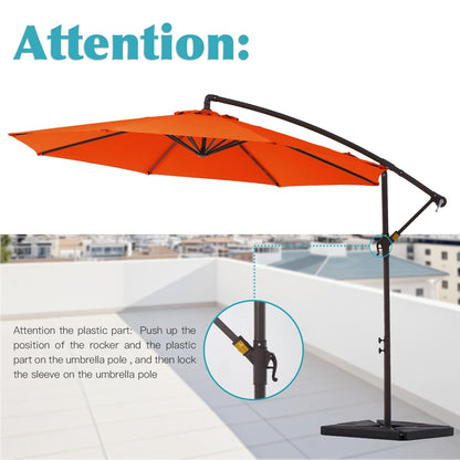 Parasol cantilever en acier de 3 m avec levier de manivelle et base lestée