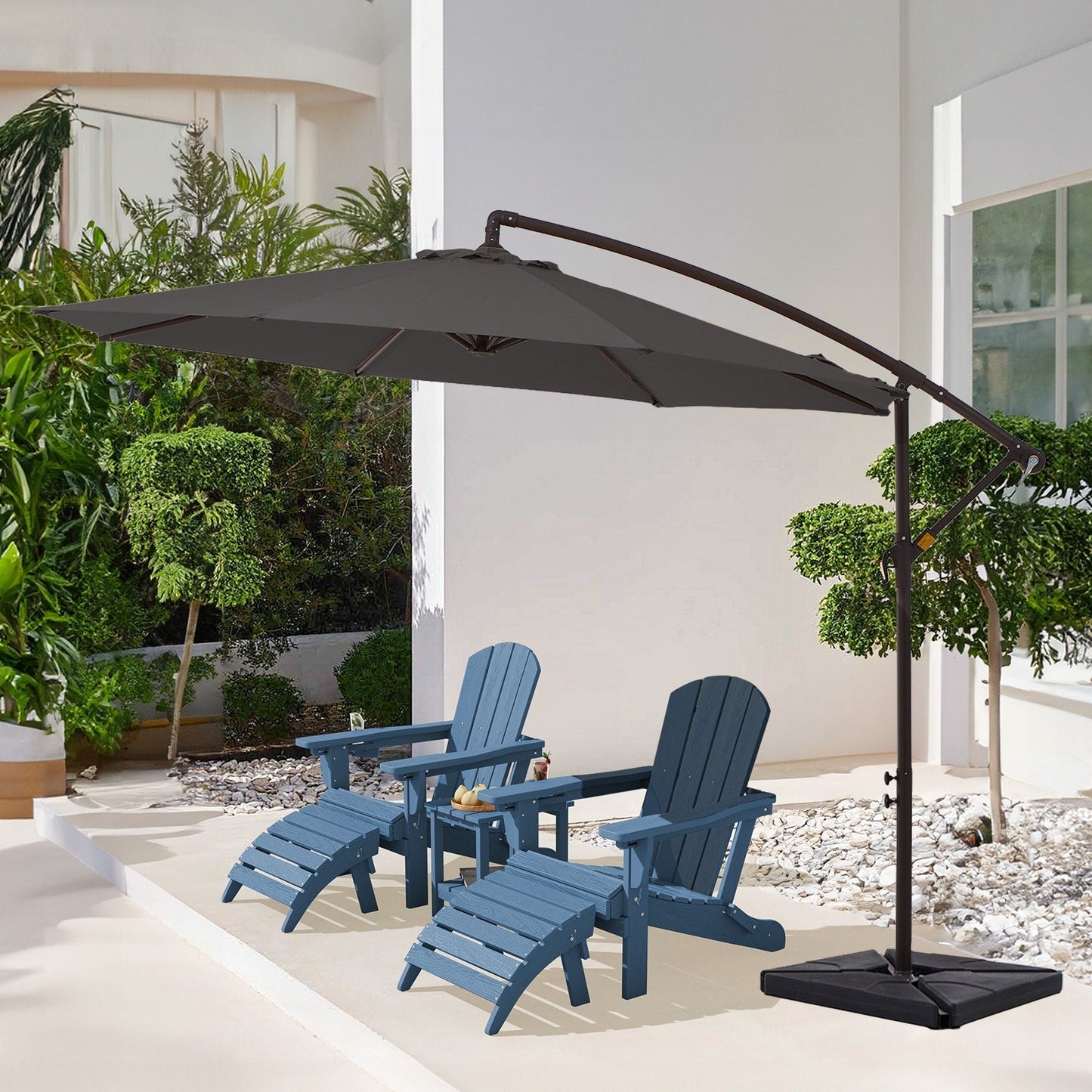 Parasol cantilever en acier de 3 m avec levier de manivelle et base lestée