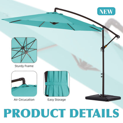 Parasol cantilever en acier de 3 m avec levier de manivelle et base lestée
