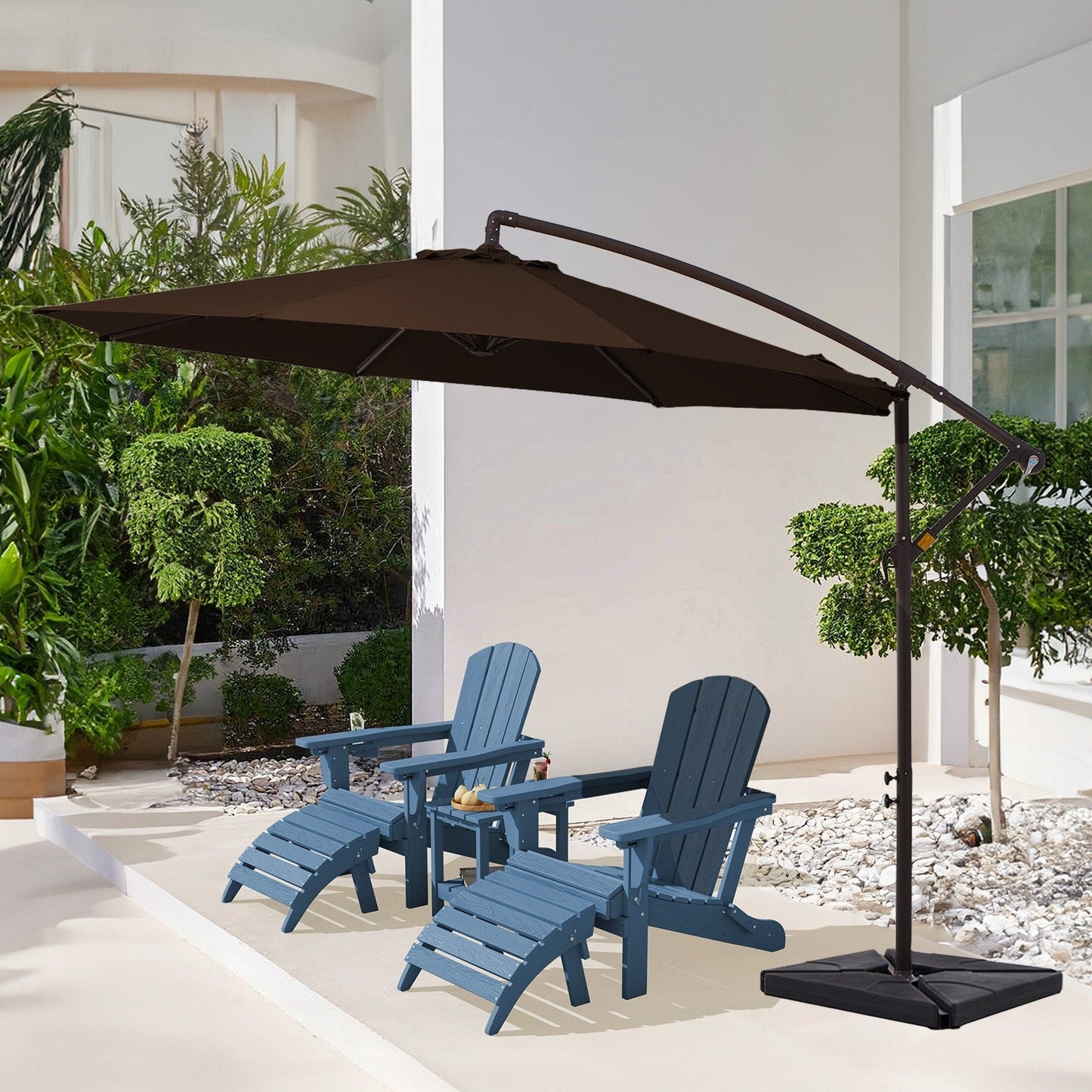 Parasol cantilever en acier de 3 m avec levier de manivelle et base lestée