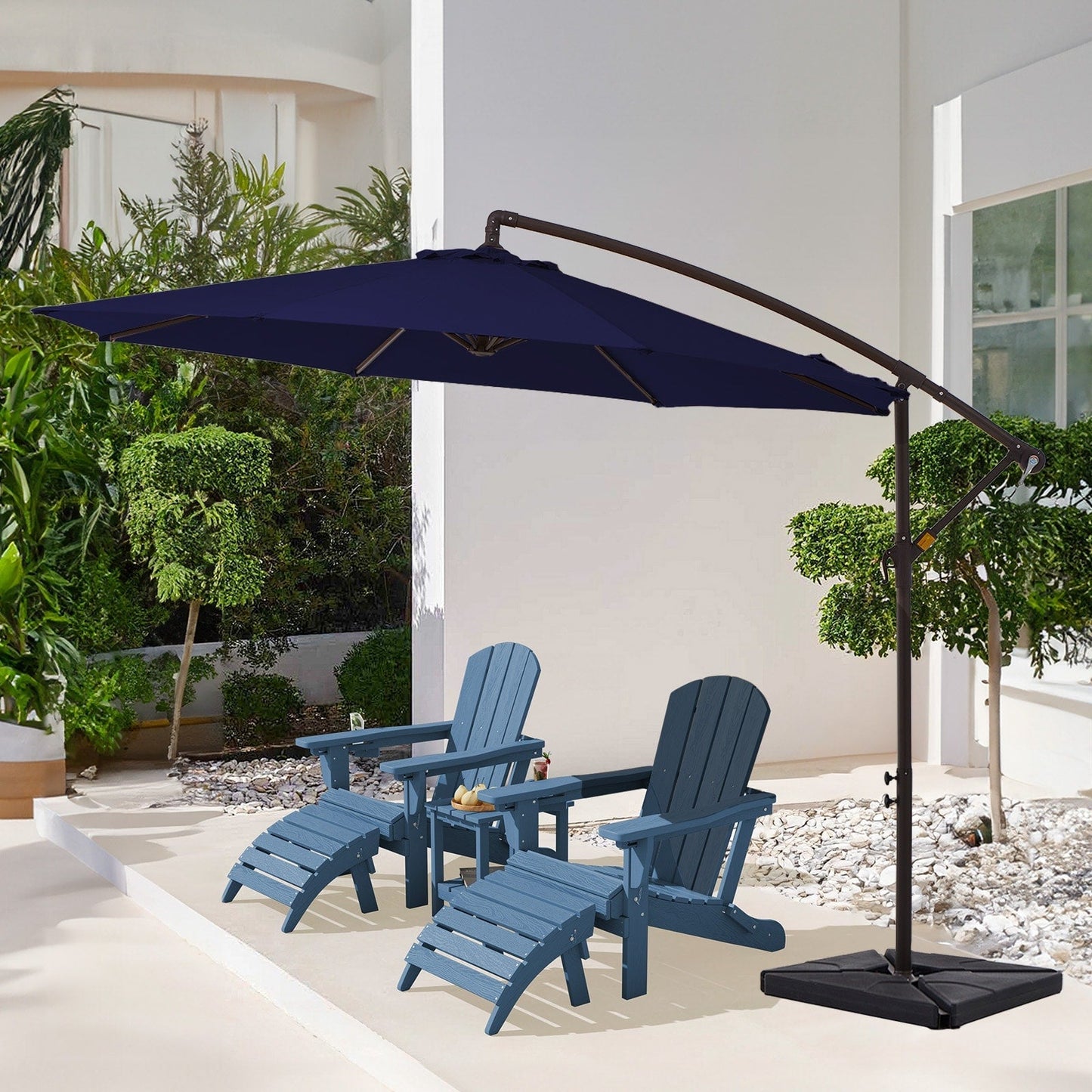 Parasol cantilever en acier de 3 m avec levier de manivelle et base lestée