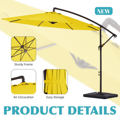 Parasol cantilever en acier de 3 m avec levier de manivelle et base lestée