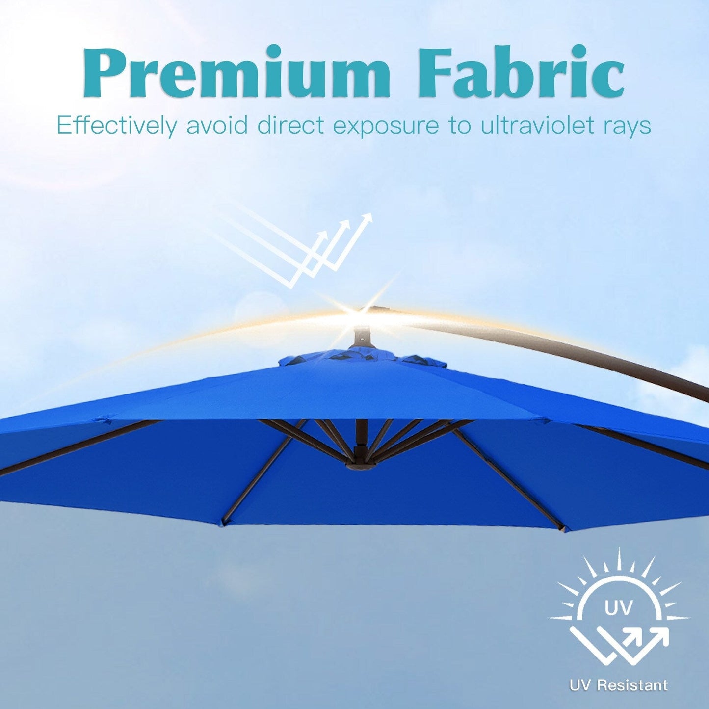 Parasol cantilever en acier de 3 m avec levier de manivelle et base lestée