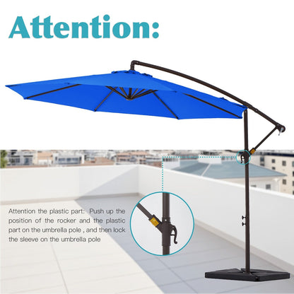 Parasol cantilever en acier de 3 m avec levier de manivelle et base lestée