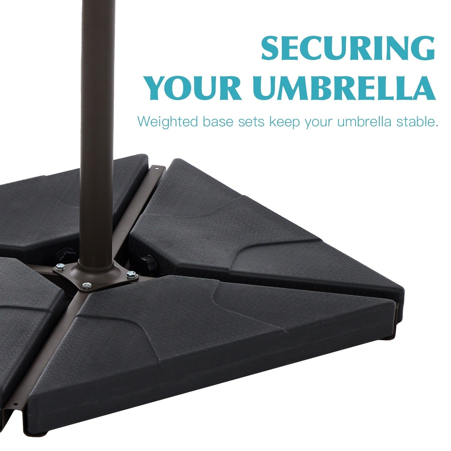 Parasol cantilever en acier de 3 m avec levier de manivelle et base lestée