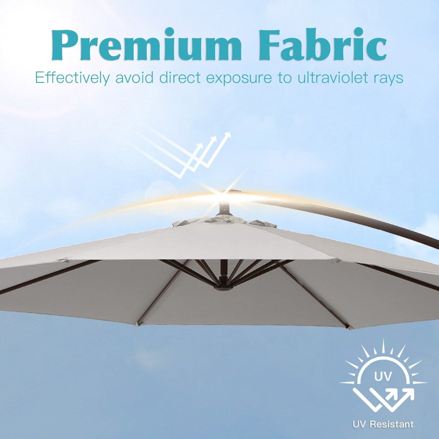 Parasol cantilever en acier de 3 m avec levier de manivelle et base lestée