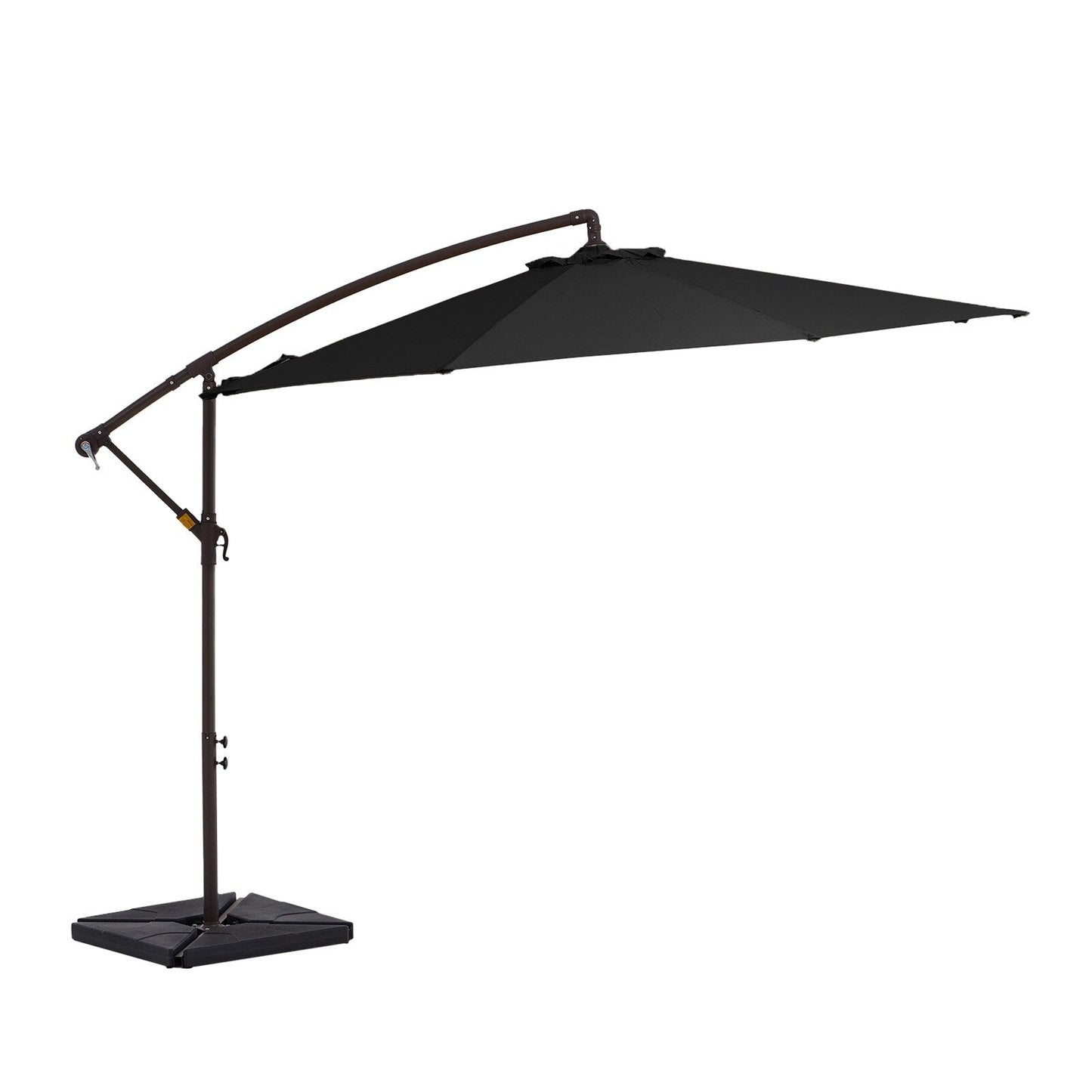Parasol cantilever en acier de 3 m avec levier de manivelle et base lestée