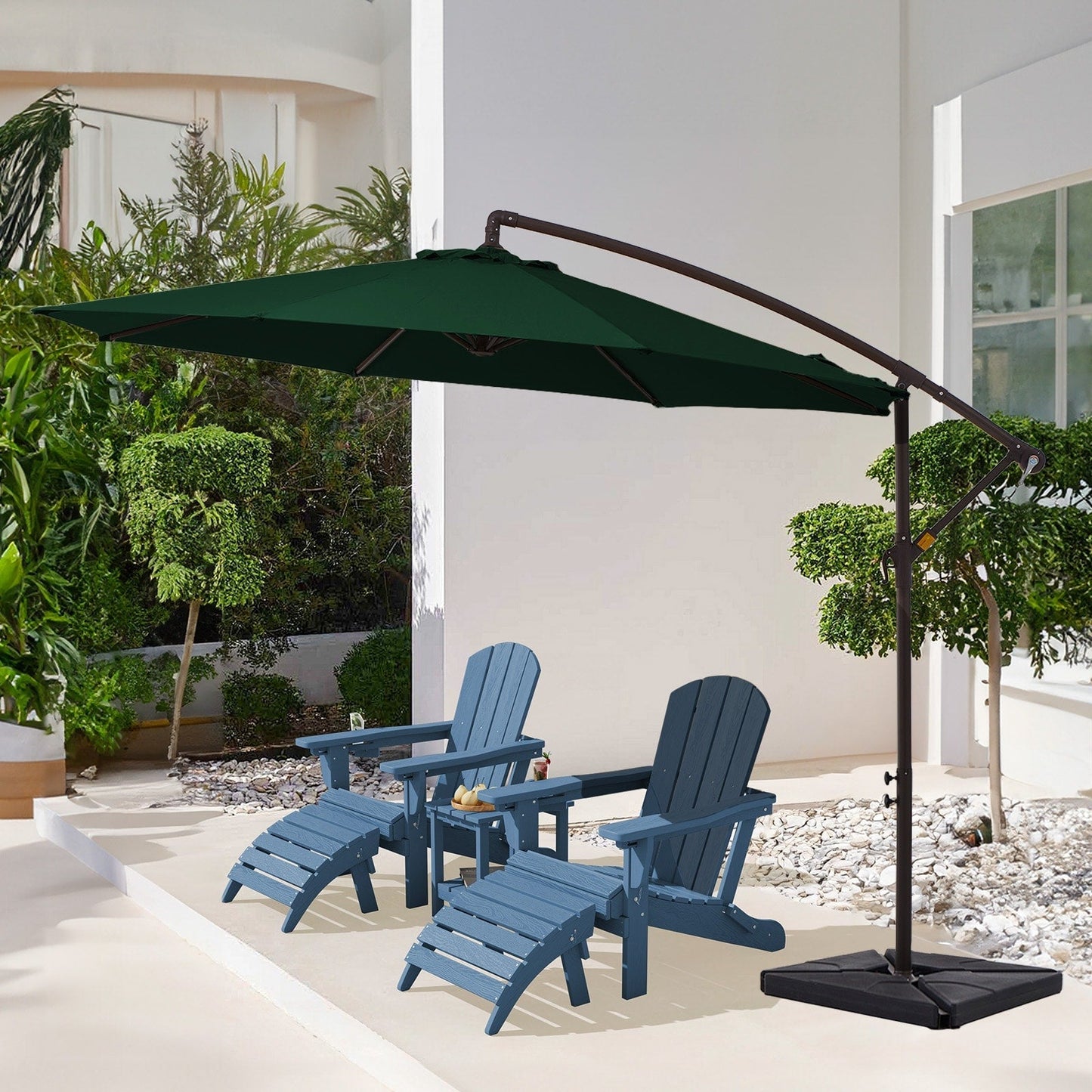 Parasol cantilever en acier de 3 m avec levier de manivelle et base lestée