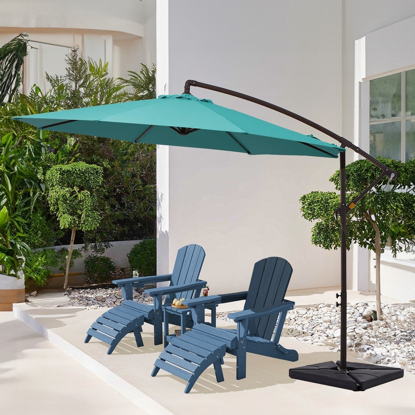Parasol cantilever en acier de 3 m avec levier de manivelle et base lestée