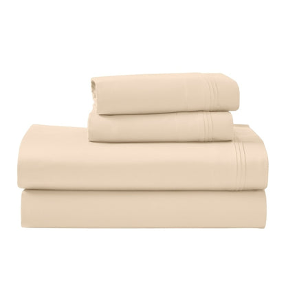 Jeu de draps uni en coton égyptien supérieur, 1000 fils, avec profonde poche.