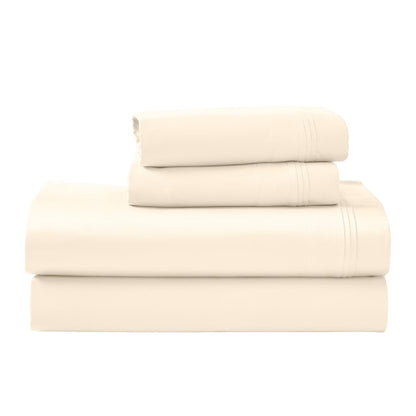 Jeu de draps uni en coton égyptien supérieur, 1000 fils, avec profonde poche.