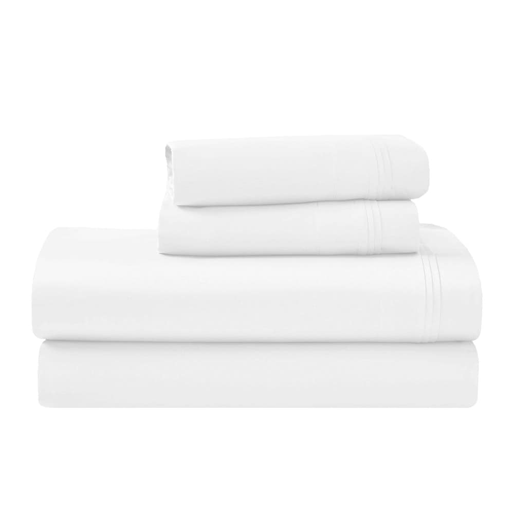 Jeu de draps uni en coton égyptien supérieur, 1000 fils, avec profonde poche.