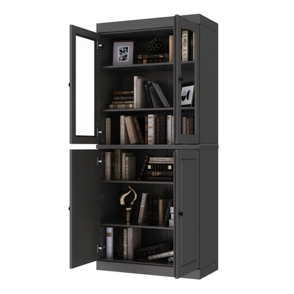 Étagère à livres 6 niveaux en bois massif 100 % avec portes en option de Palace Imports