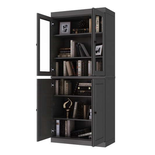 Étagère à livres 6 niveaux en bois massif 100 % avec portes en option de Palace Imports