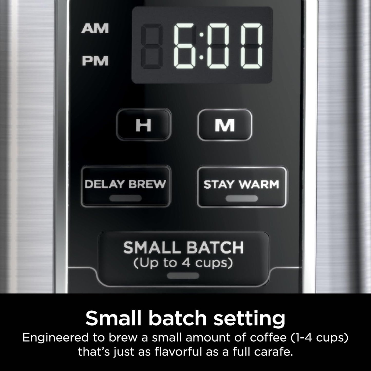 Machine à café programmable 12 tasses, 2 modes de préparation, plaque chauffante réglable, réservoir de 60 oz, fonction de préparation différée, acier inoxydable noir.