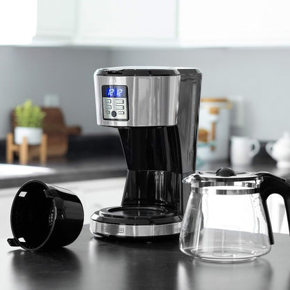 Machine à café programmable 12 tasses, technologie Vortex Brew, noir