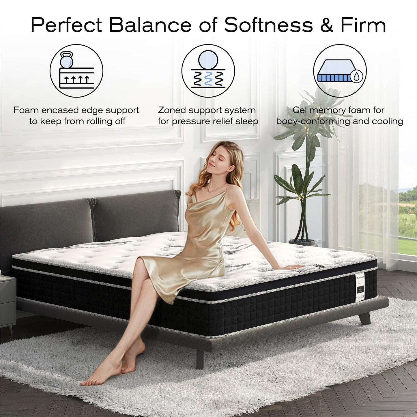 Matelas hybride en mousse à mémoire de forme avec gel, 12 pouces, livré dans une boîte