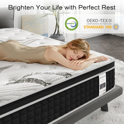 Matelas hybride en mousse à mémoire de forme avec gel, 12 pouces, livré dans une boîte