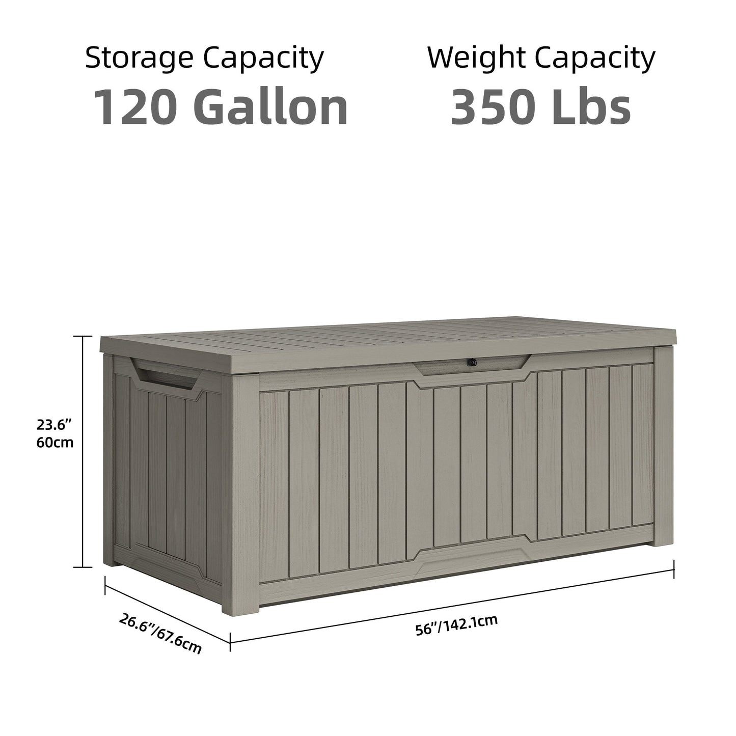 Grand coffre de rangement en résine résistant à l'eau, verrouillable, 120 à 260 gallons