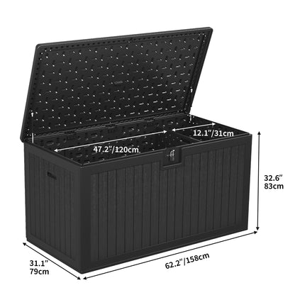 Grand coffre de rangement en résine résistant à l'eau, verrouillable, 120 à 260 gallons