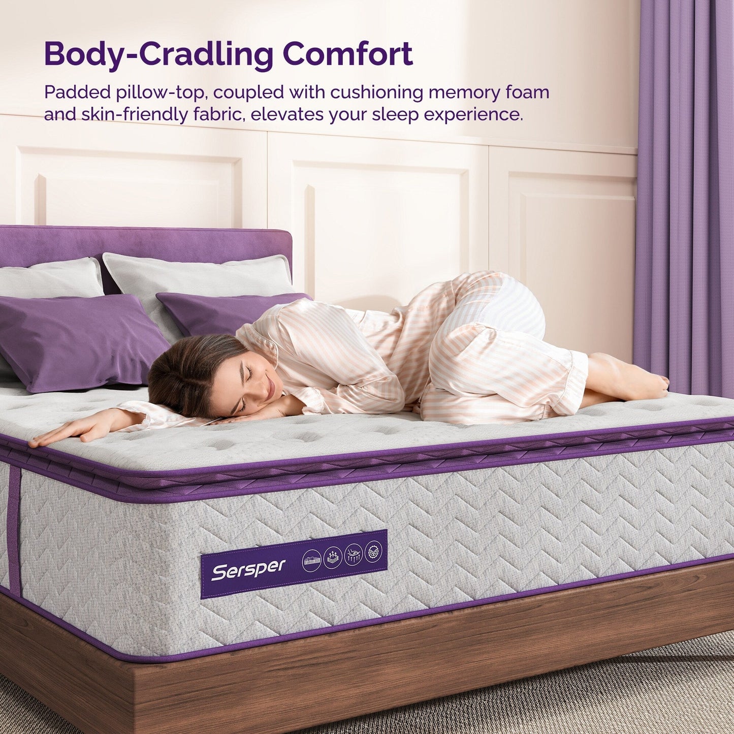 Matelas à ressorts à revêtement en mousse à mémoire de forme de 30 cm (12 pouces) à fermeté moyenne