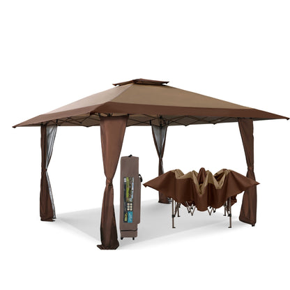Caravane de jardin gonflable renforcée de 13' x 13' (3,96 m x 3,96 m) avec élégant rideau d'angle - 13x13ft