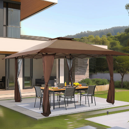 Caravane de jardin gonflable renforcée de 13' x 13' (3,96 m x 3,96 m) avec élégant rideau d'angle - 13x13ft