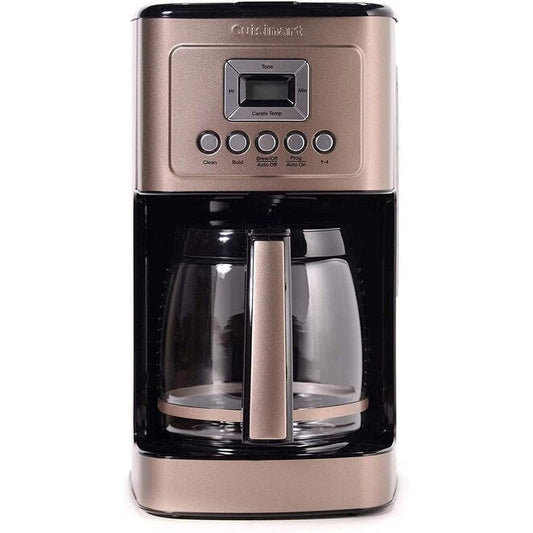 Cafetière automatique 14 tasses, carafe en verre, contrôle de la force du café, réglage 1 à 4 tasses, couleur acier inoxydable brun foncé.