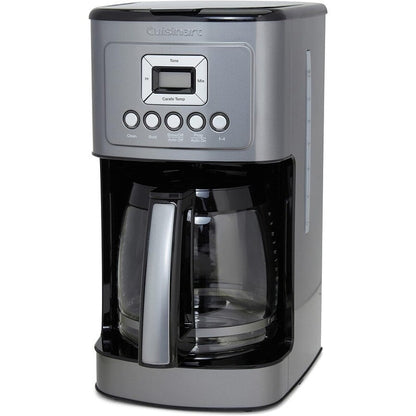Cafetière automatique 14 tasses, carafe en verre, contrôle de la force du café, acier inoxydable noir mat.