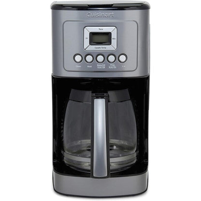 Cafetière automatique 14 tasses, carafe en verre, contrôle de la force du café, acier inoxydable noir mat.