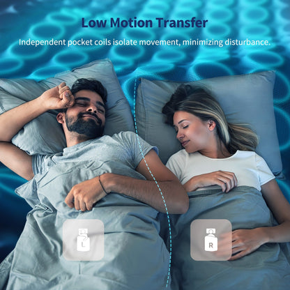 Matelas hybride 14 pouces - Mousse à mémoire de forme au gel de charbon de bambou et ressorts ensachés à 7 zones, fermeté moyenne, essai de 100 nuits
