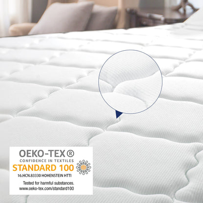 Matelas hybride 14 pouces - Mousse à mémoire de forme au gel de charbon de bambou et ressorts ensachés à 7 zones, fermeté moyenne, essai de 100 nuits