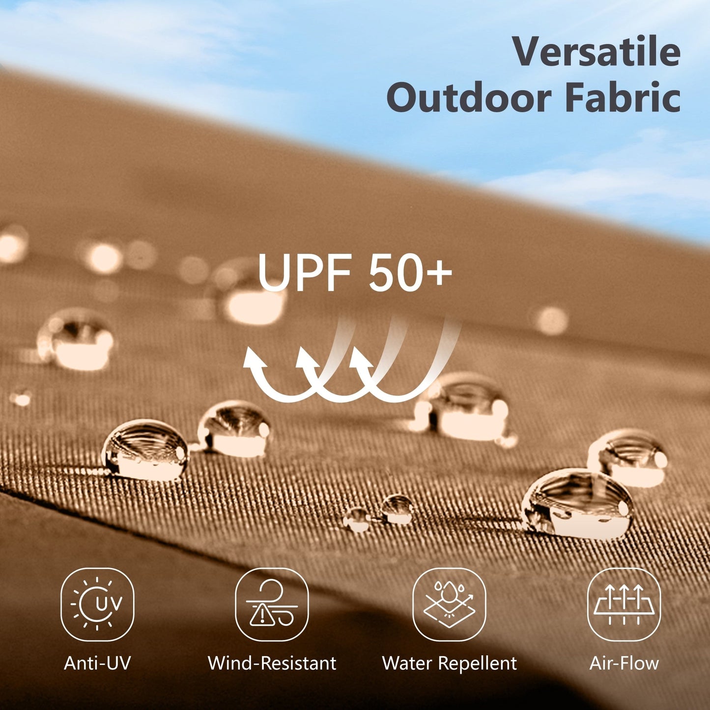 MAISON ARTS Parasol de jardin rectangulaire à manivelle de 4,5 mètres, double face, avec éclairage solaire à LED, pour terrasse, avec socle inclus.