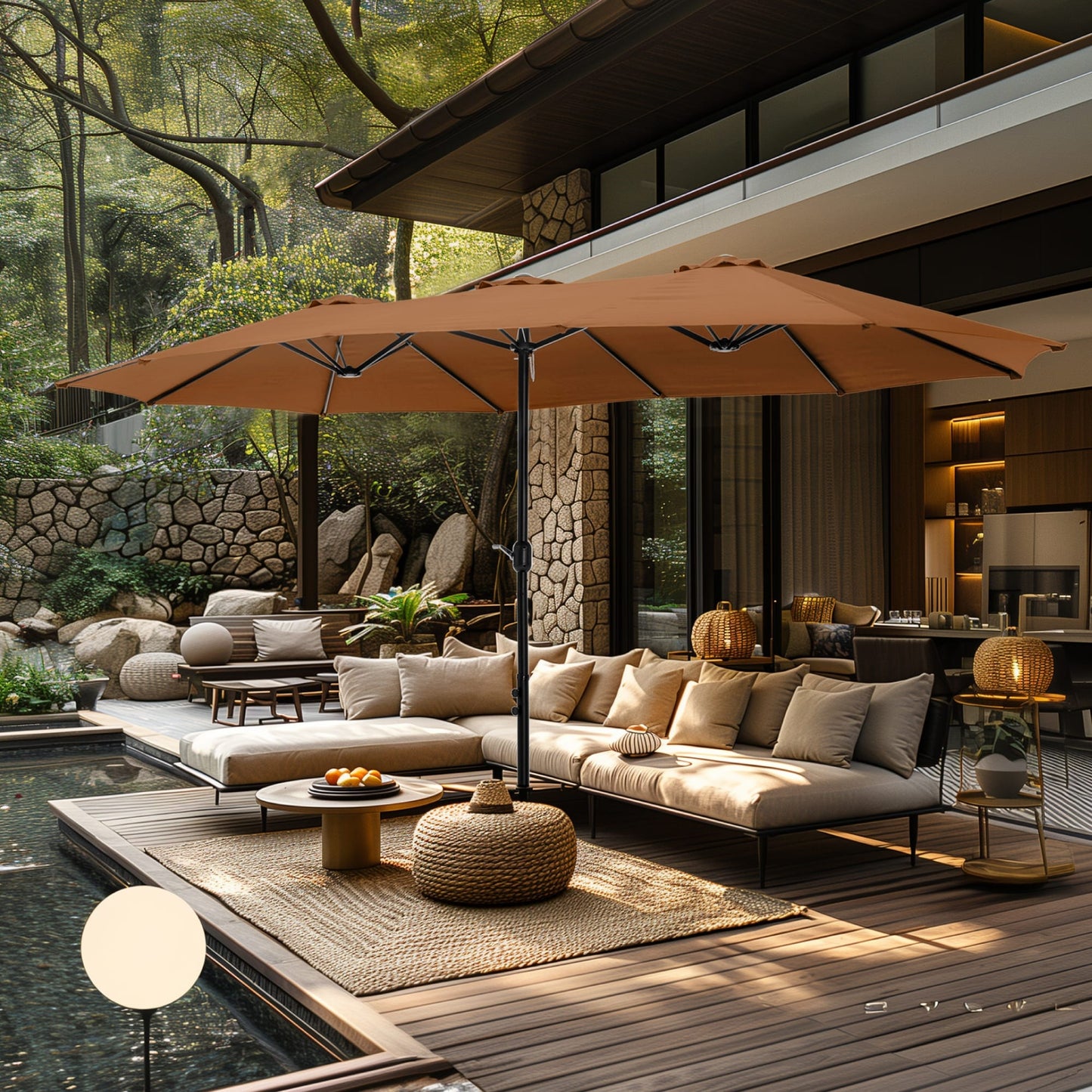 MAISON ARTS Parasol de terrasse extra large double face de 4,5 m avec socle inclus