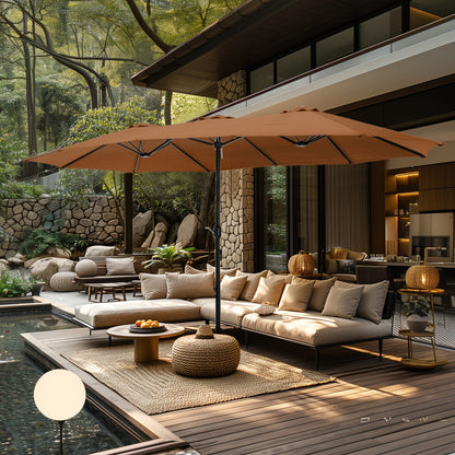 MAISON ARTS Parasol de terrasse extra large double face de 4,5 m avec socle inclus