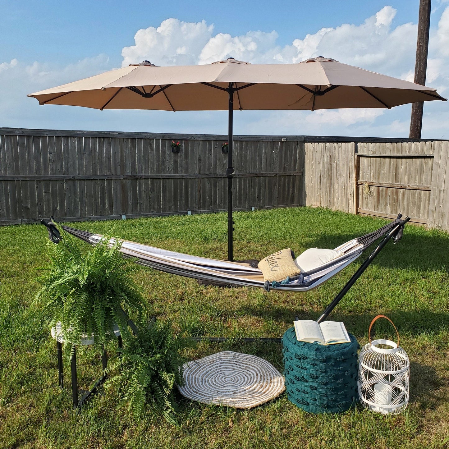 MAISON ARTS Parasol de terrasse extra large double face de 4,5 m avec socle inclus