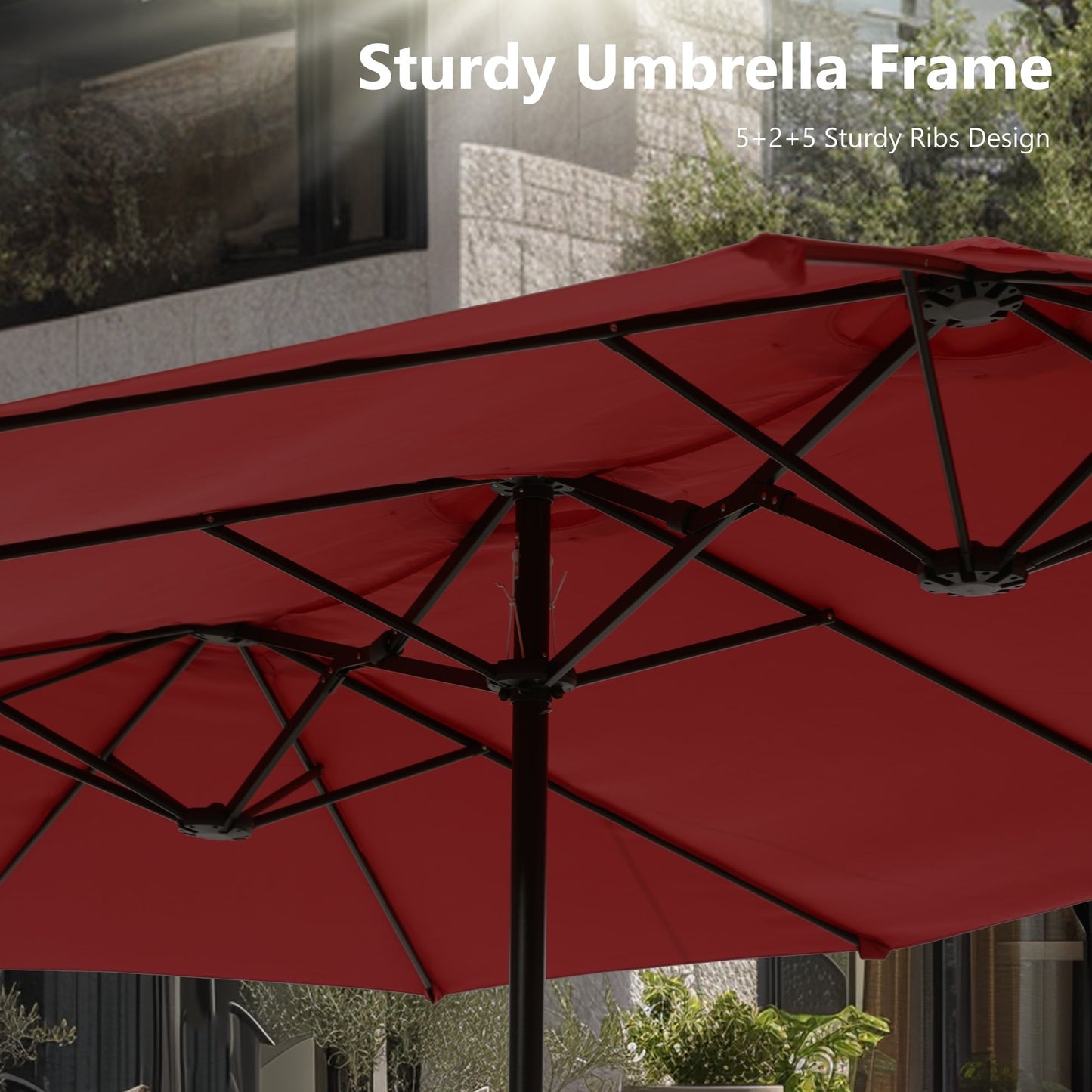 MAISON ARTS Parasol de terrasse extra large double face de 4,5 m avec socle inclus