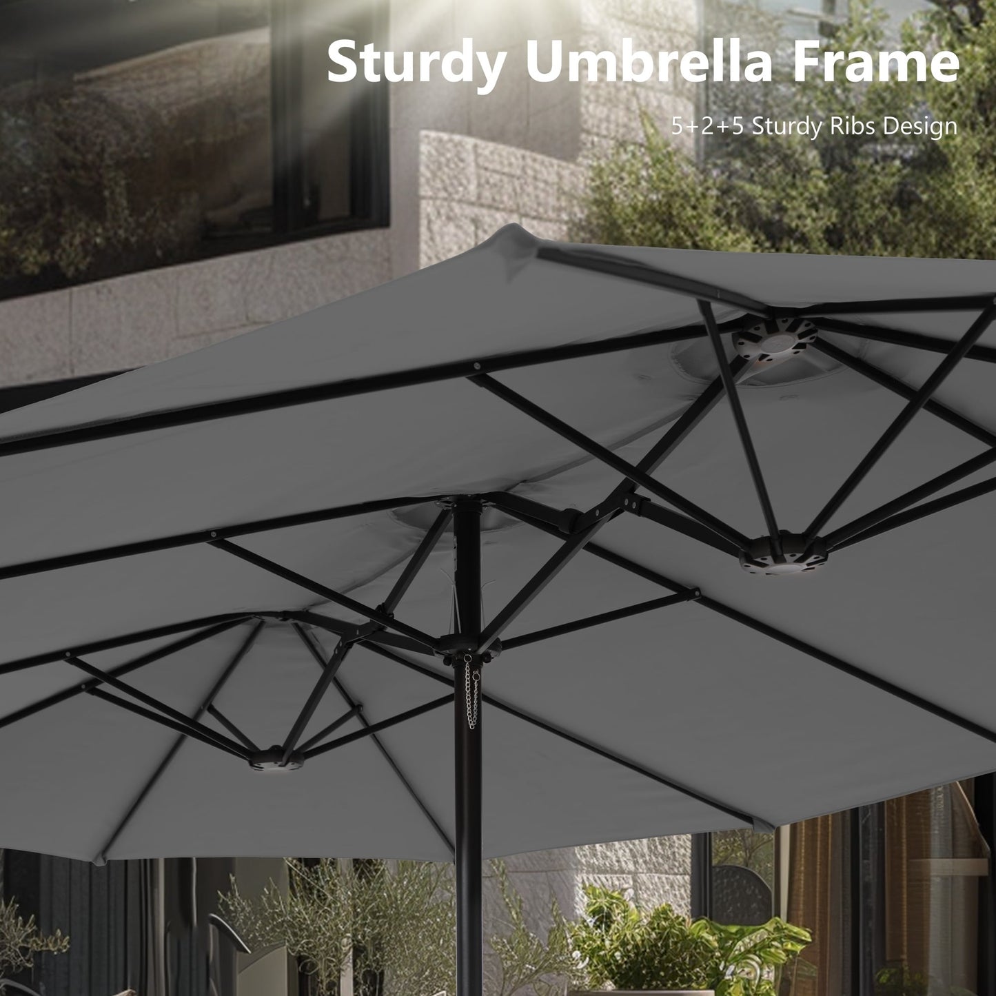 MAISON ARTS Parasol de terrasse extra large double face de 4,5 m avec socle inclus