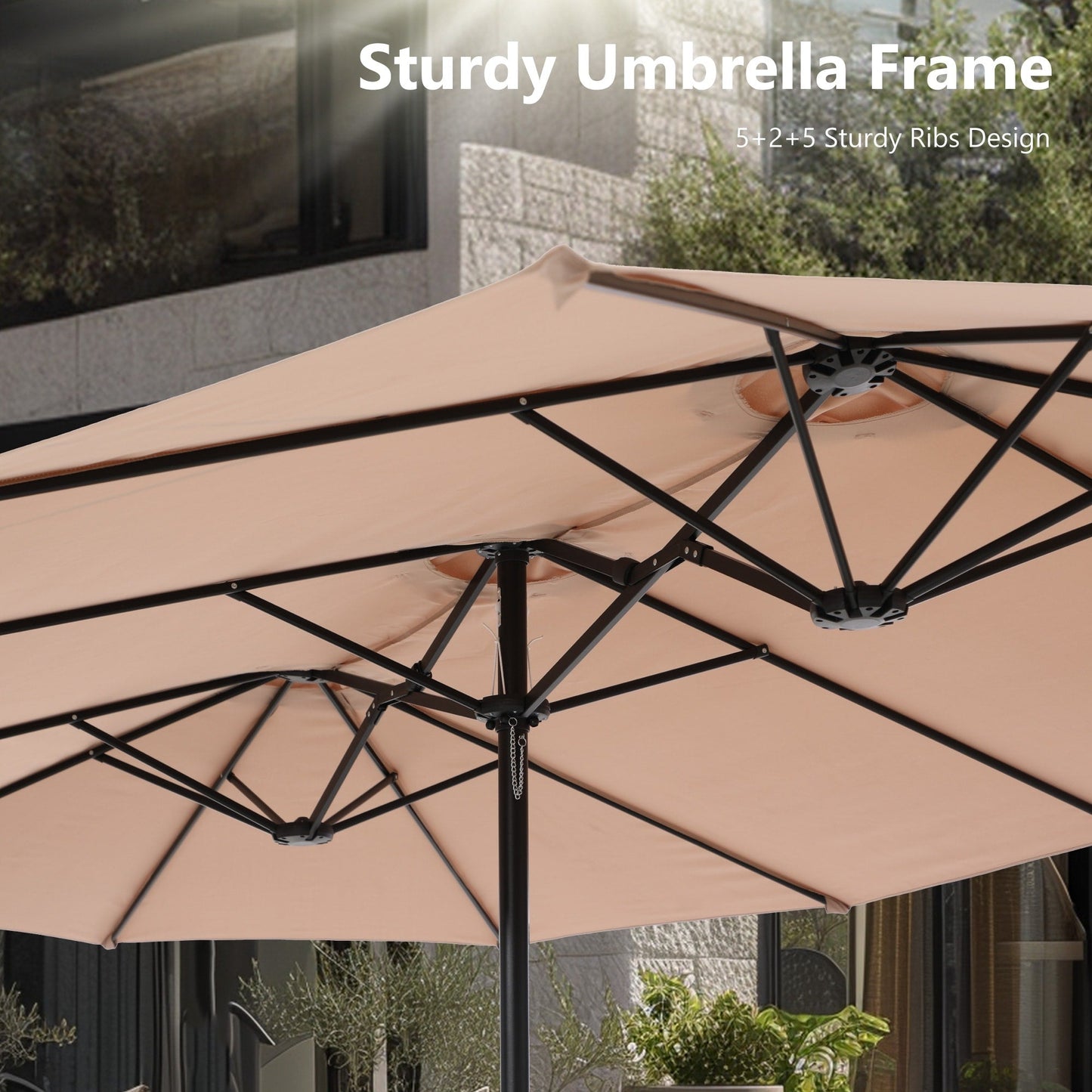 MAISON ARTS Parasol de terrasse extra large double face de 4,5 m avec socle inclus