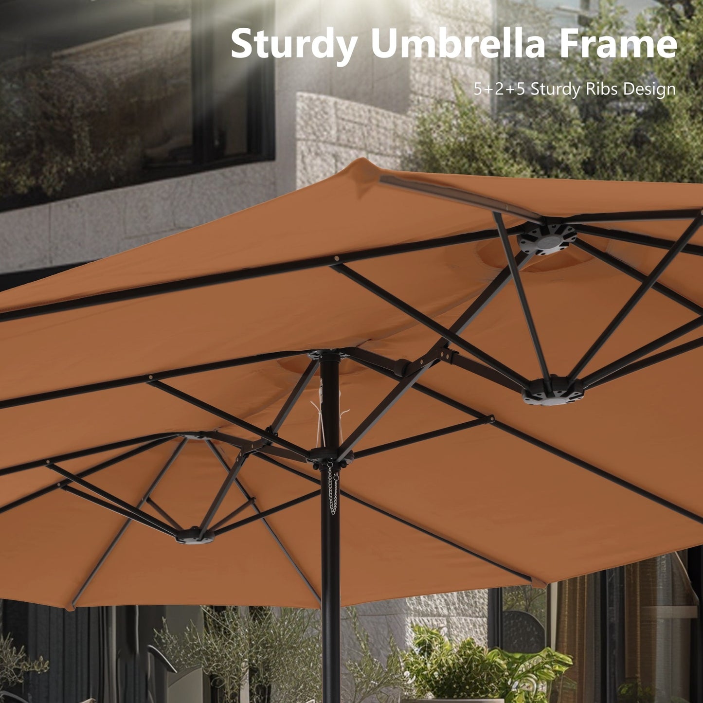 MAISON ARTS Parasol de terrasse extra large double face de 4,5 m avec socle inclus