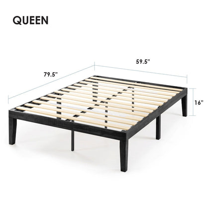 Cadre de lit plateforme en bois massif classique de 40 cm (16 pouces) disponible en plusieurs finitions