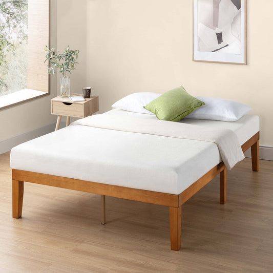 Cadre de lit plateforme en bois massif classique de 40 cm (16 pouces) disponible en plusieurs finitions